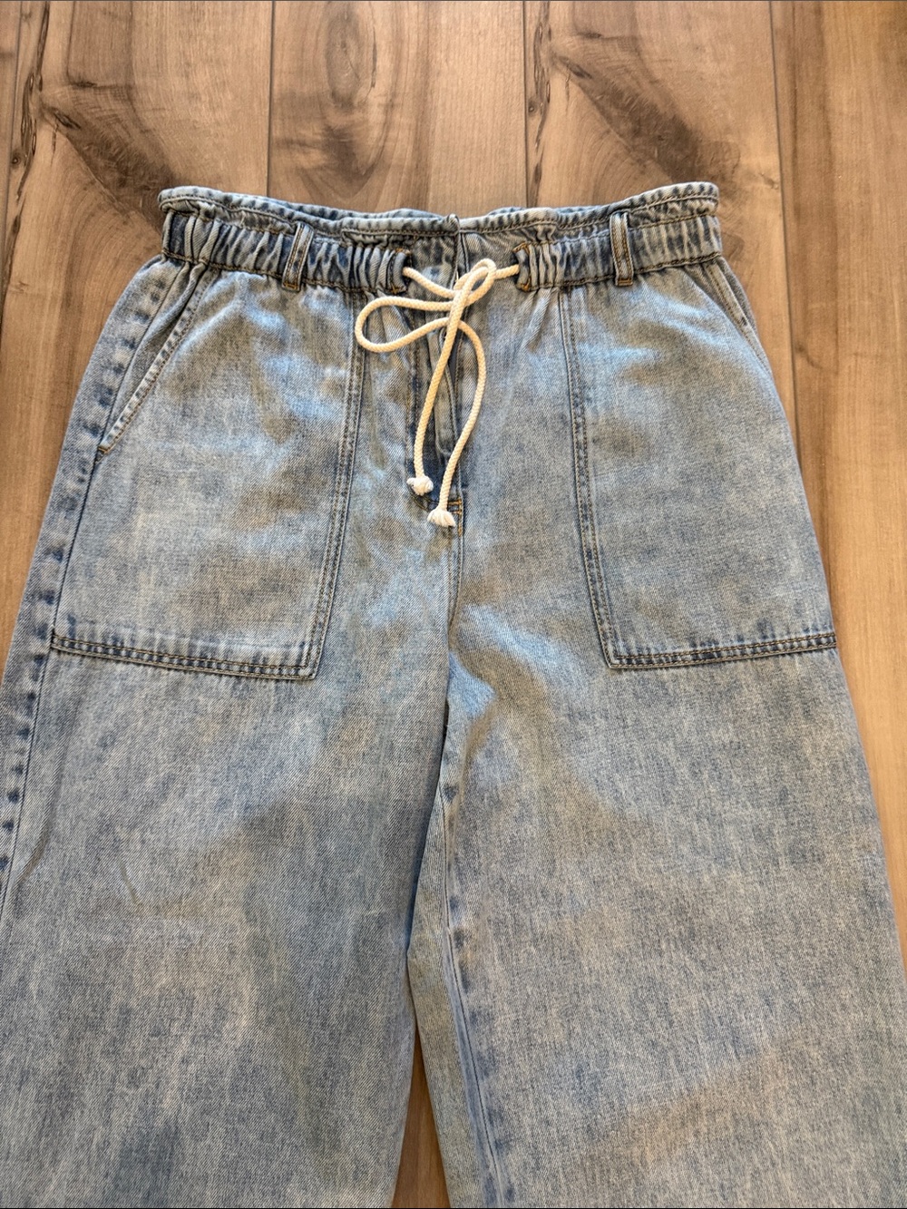 NEW RAILS Ryan Wide Leg Denim Trouser Pants.  Drawstring Waist.  Size M - Picture 5 of 11